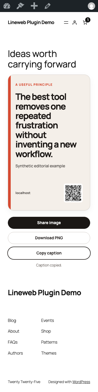Responsive quote card and full-width actions on a 375 pixel screen