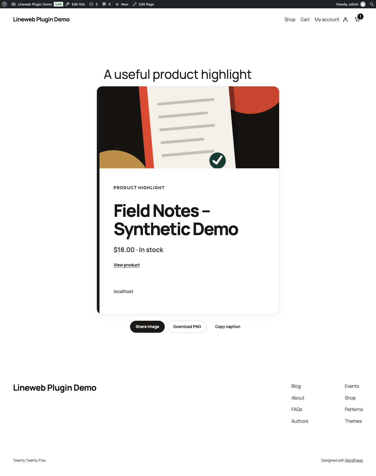 Published WooCommerce product card using live product data