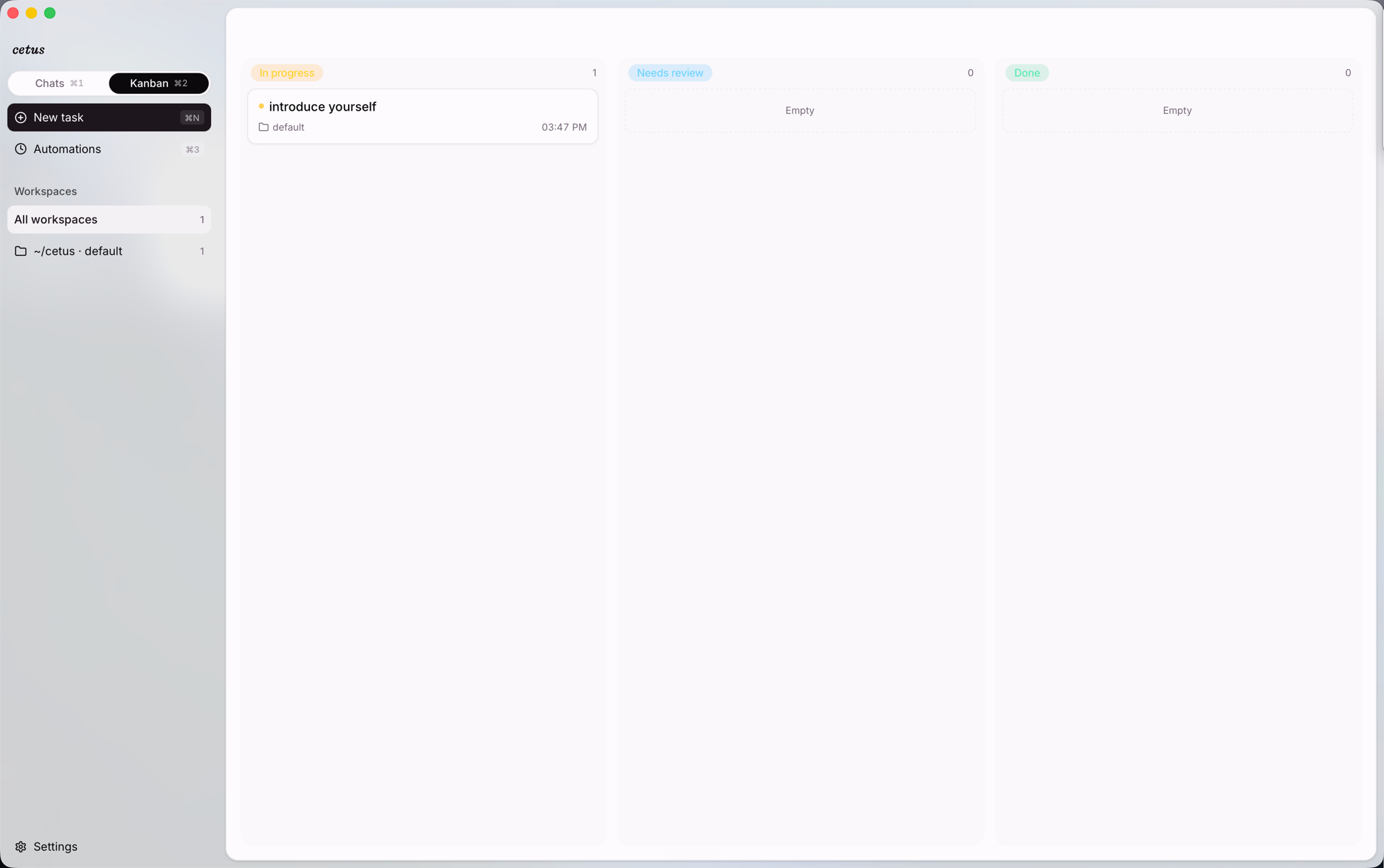 Cetus Kanban board