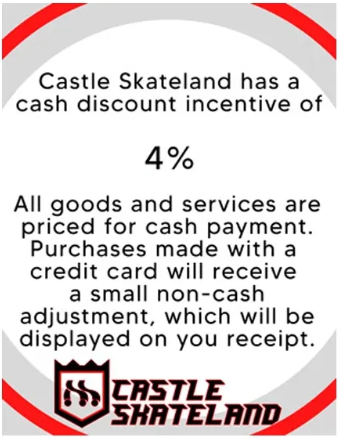 Castle Skateland has a cash discount incentive of 4%