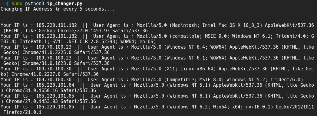 TOR changes IP after 5s