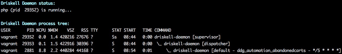 Output of service driskell-daemon status