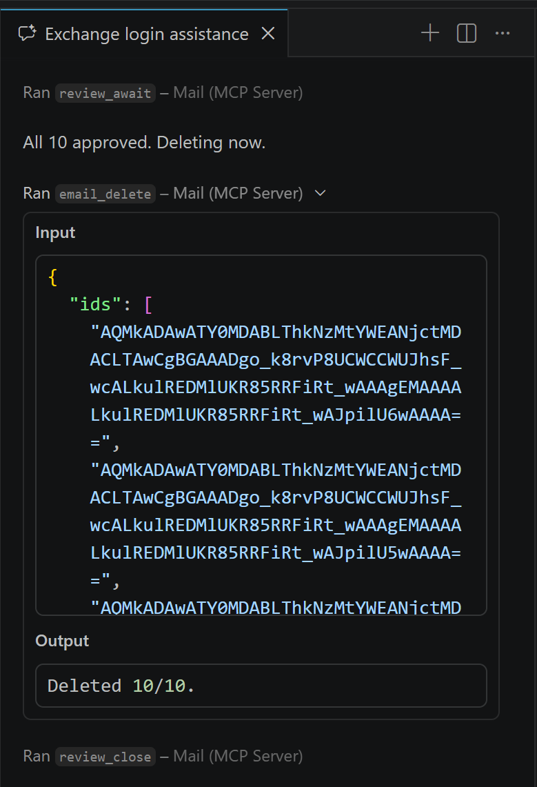 Deletion result in chat