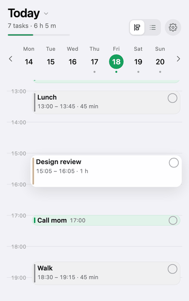 Dragging a task to a new time