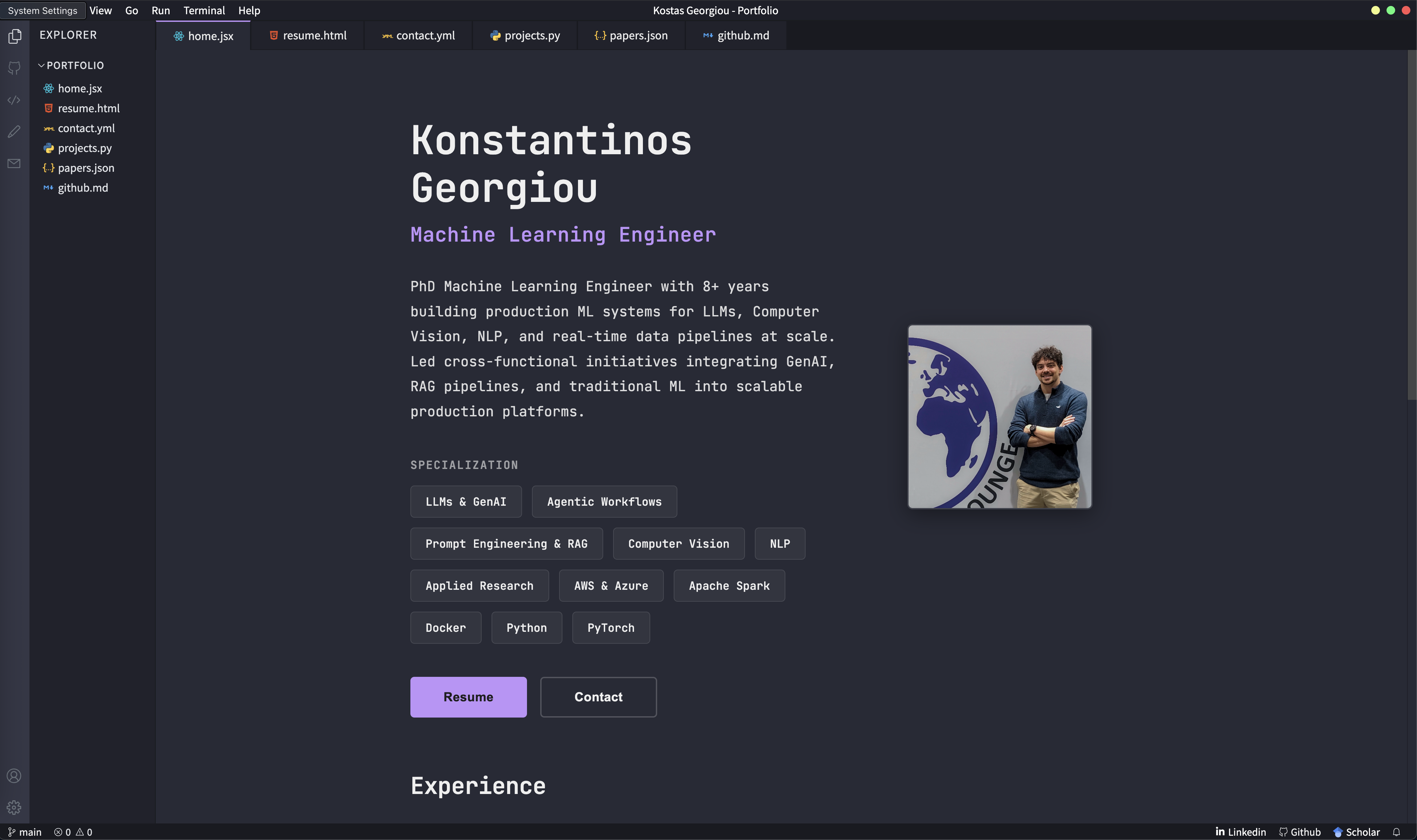 vscode-portfolio banner