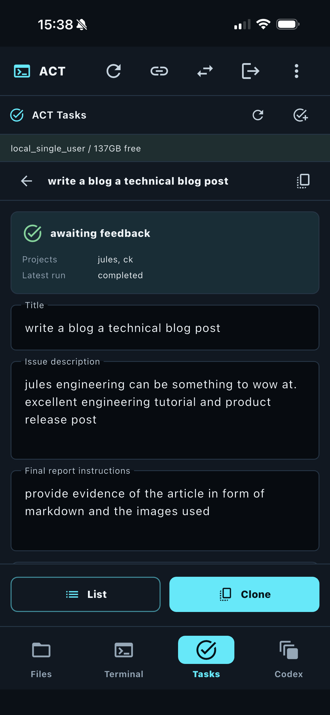 Create task