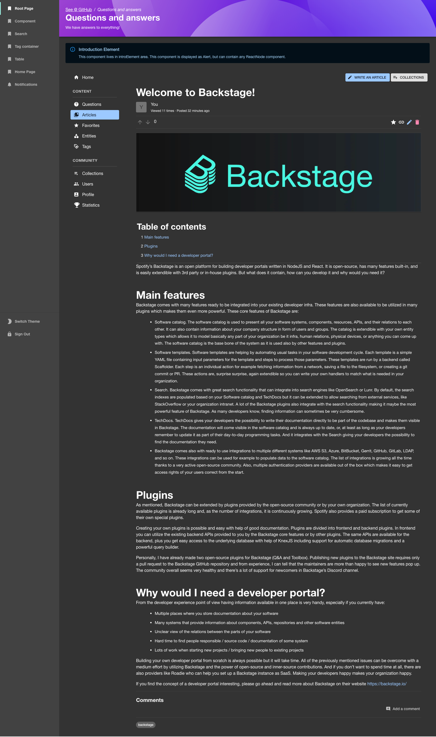 Article page