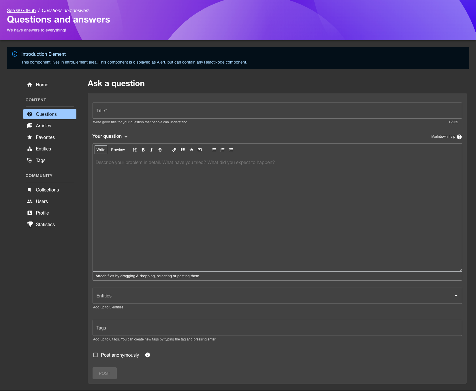 Ask page