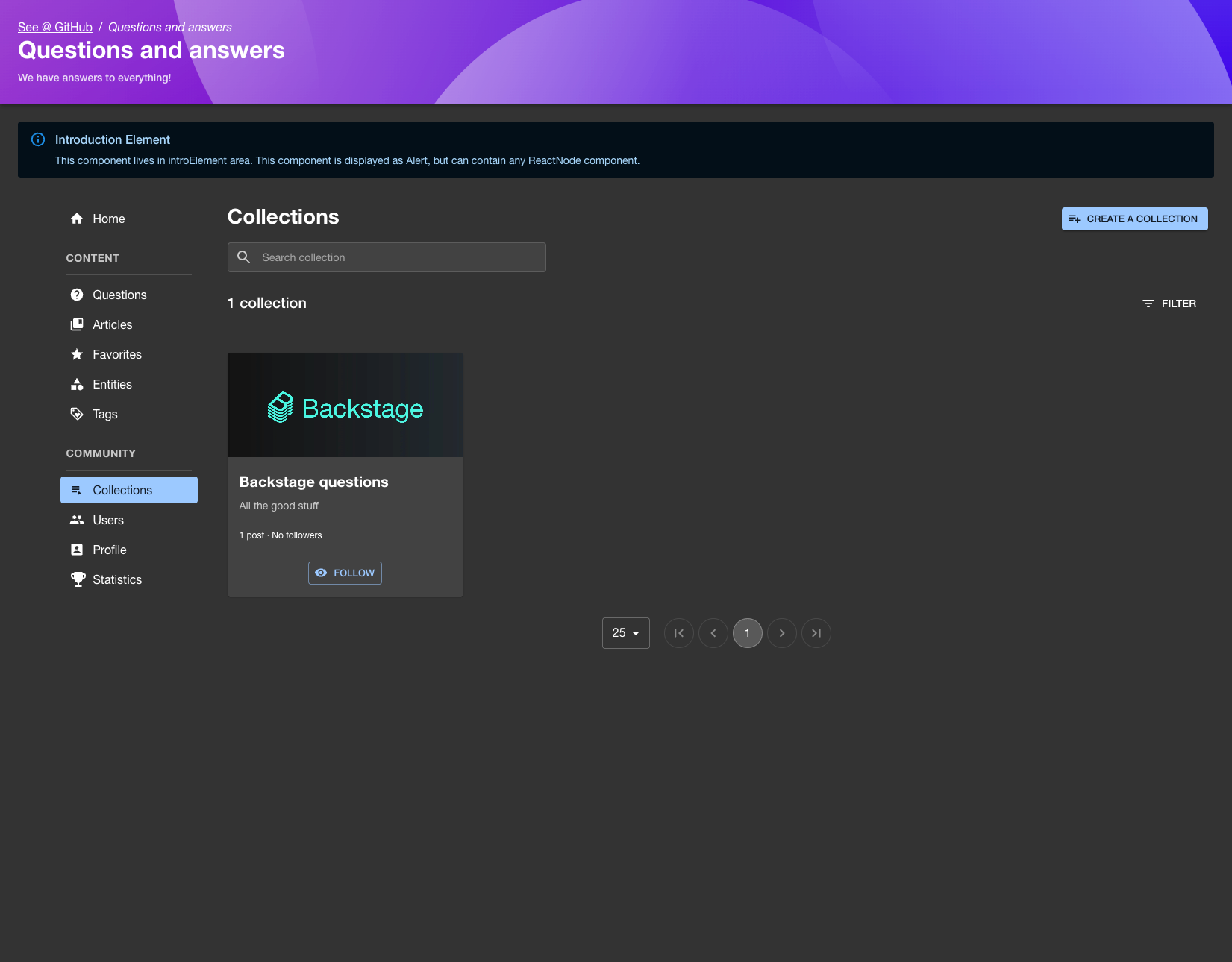 Collections page