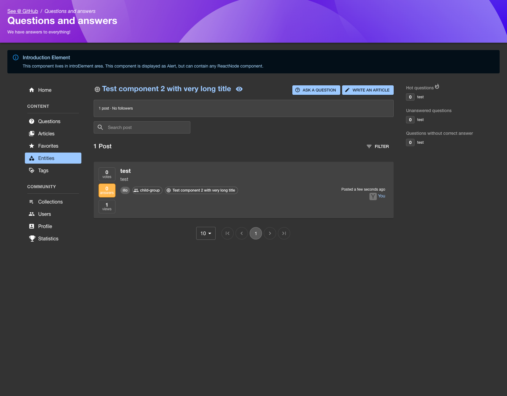 Entity page