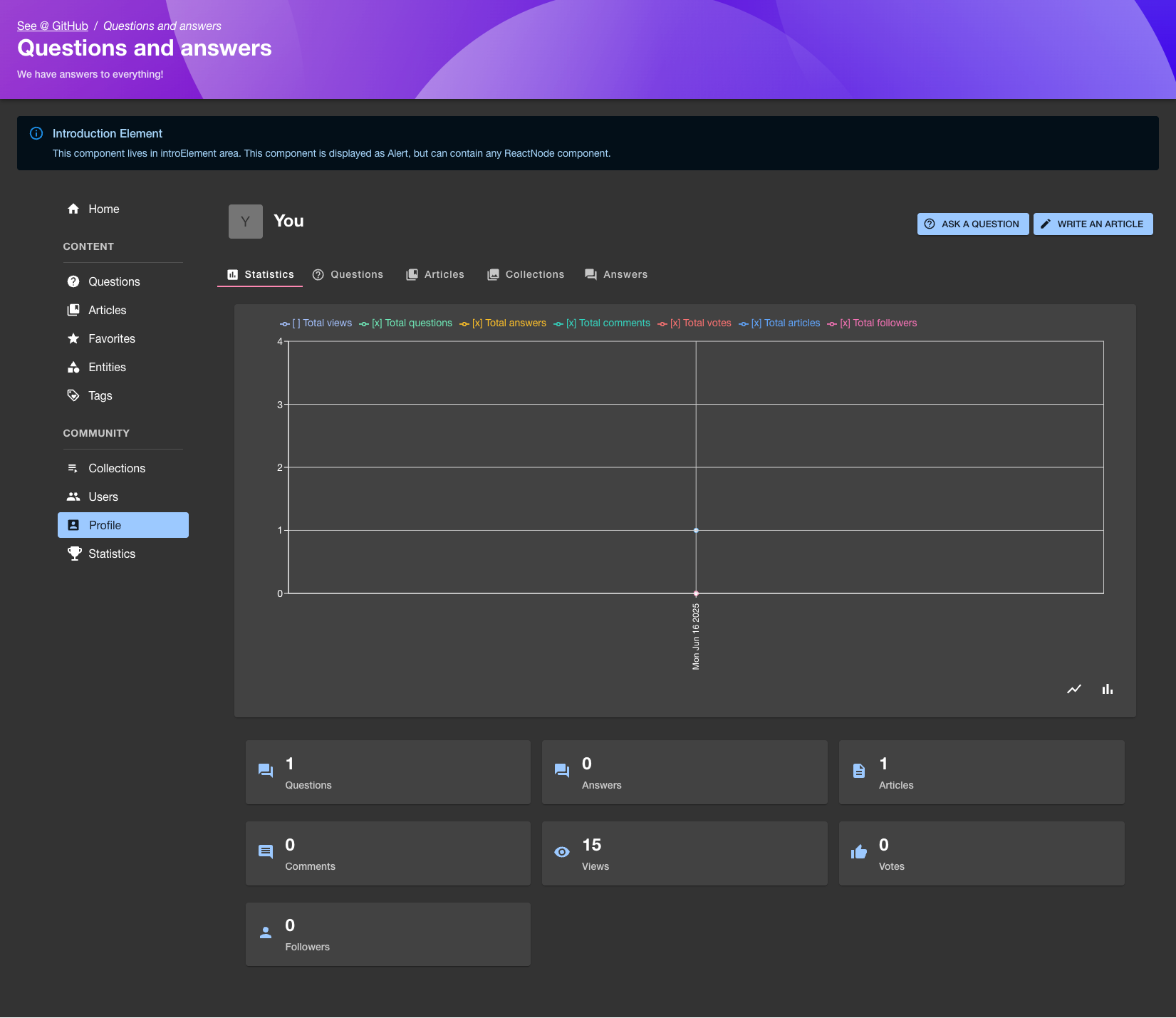 Profile page