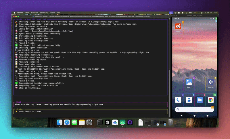 Mobilerun finding trending content from a prompt