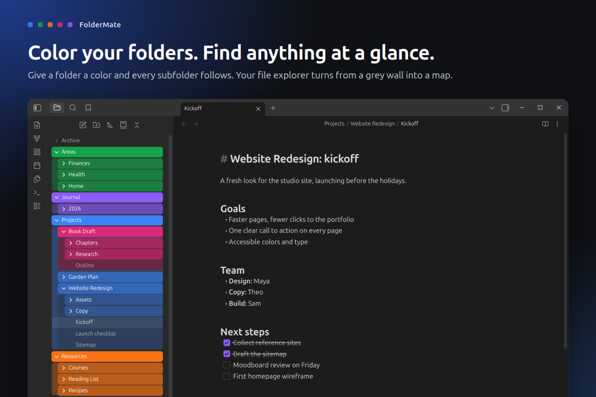 FolderMate coloring folders in the file explorer