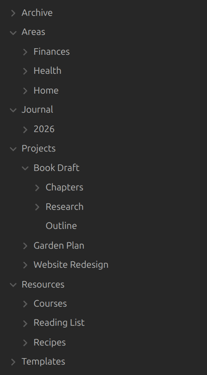 Folders in the Obsidian file explorer picking up colors one by one, then switching between background bands, text mode and a light theme