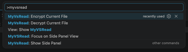 MyVsRead Command Palette