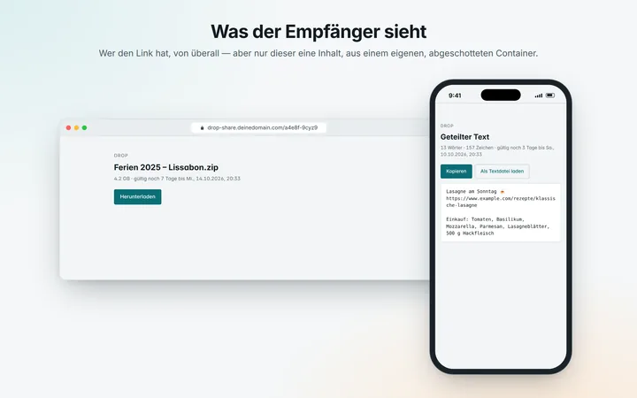 Ansicht des Empfängers