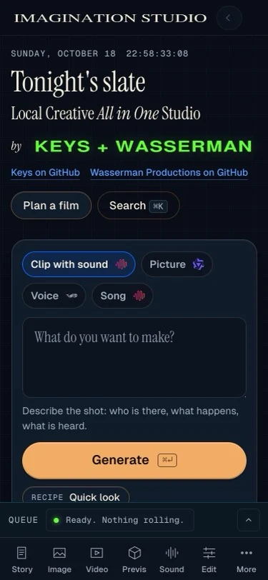 Home on a phone: the composer, the queue line and the bottom bar