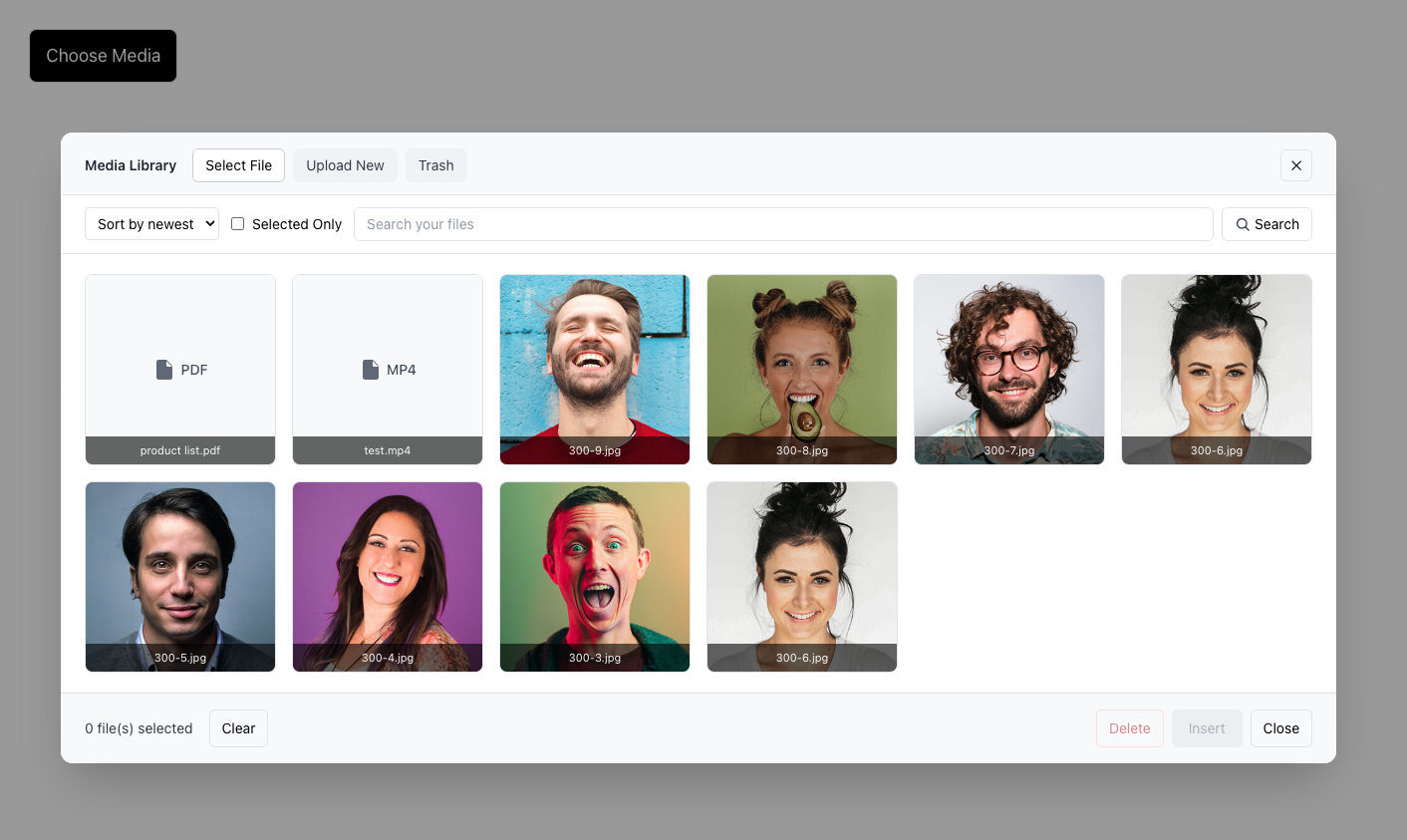 Media selector preview