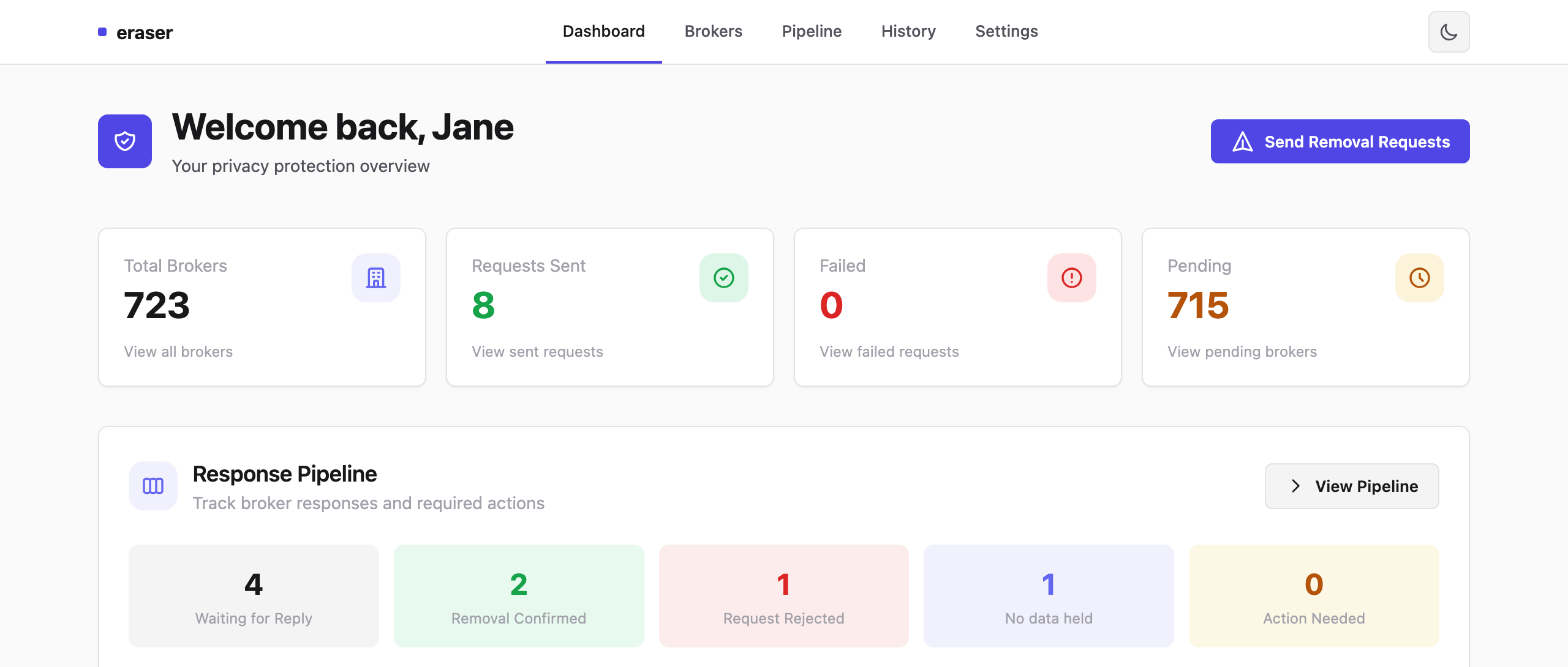 Eraser dashboard