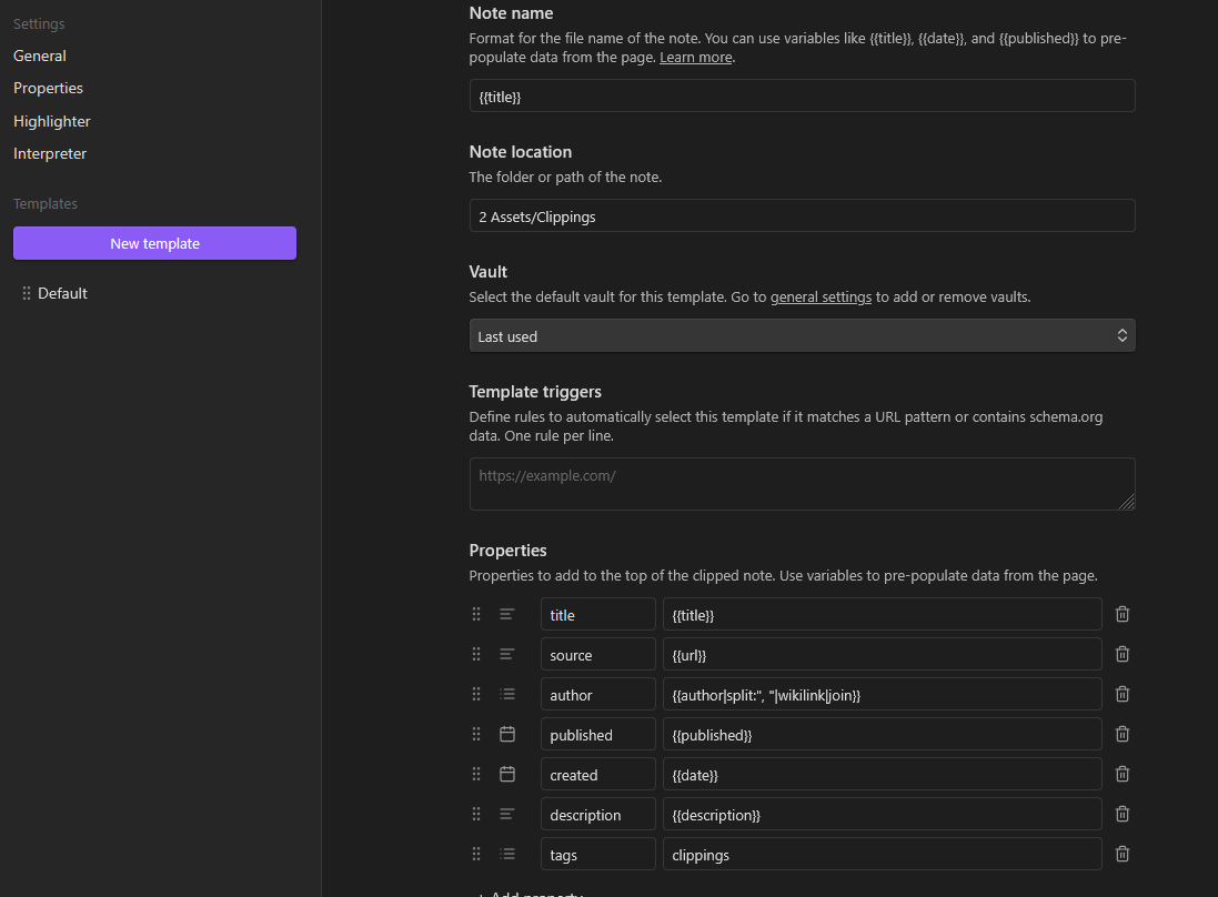 Initial Web Clipper Configuration