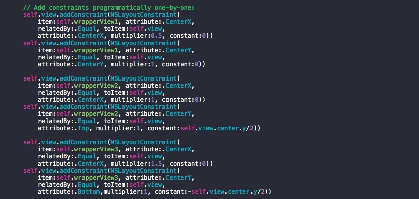 Screenshot of update constraints method
