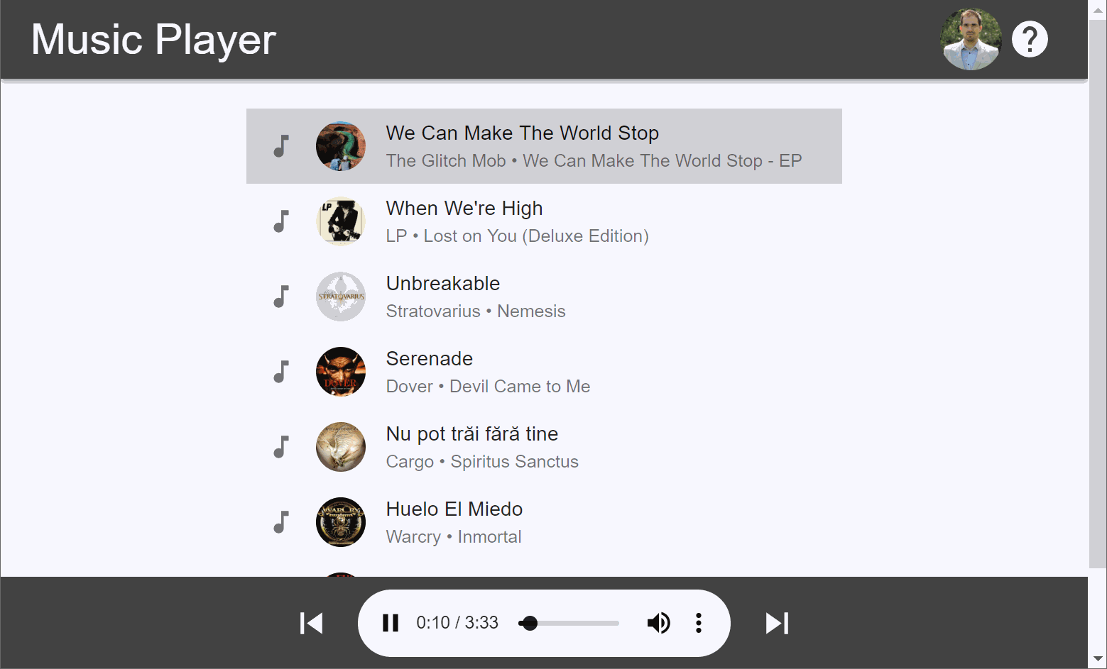 Music Player UI