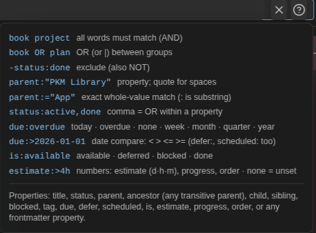 Filter syntax cheat-sheet