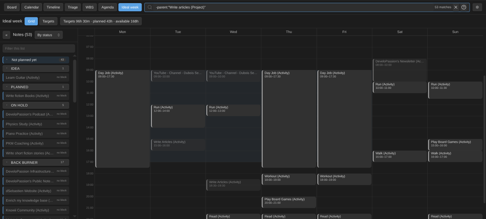 Ideal week mode