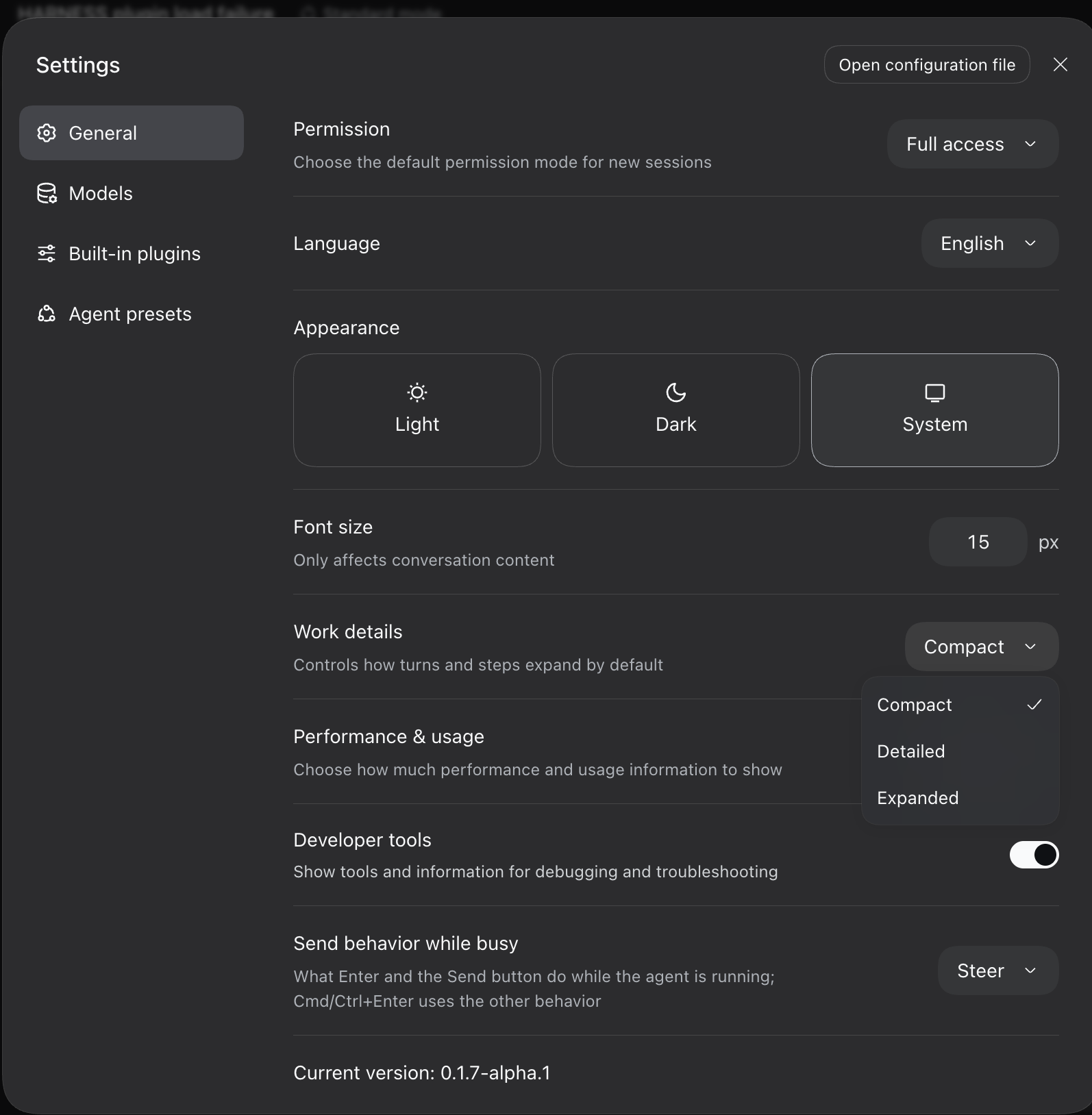 The official Work details setting