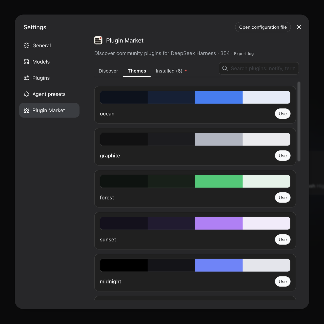 Themes tab