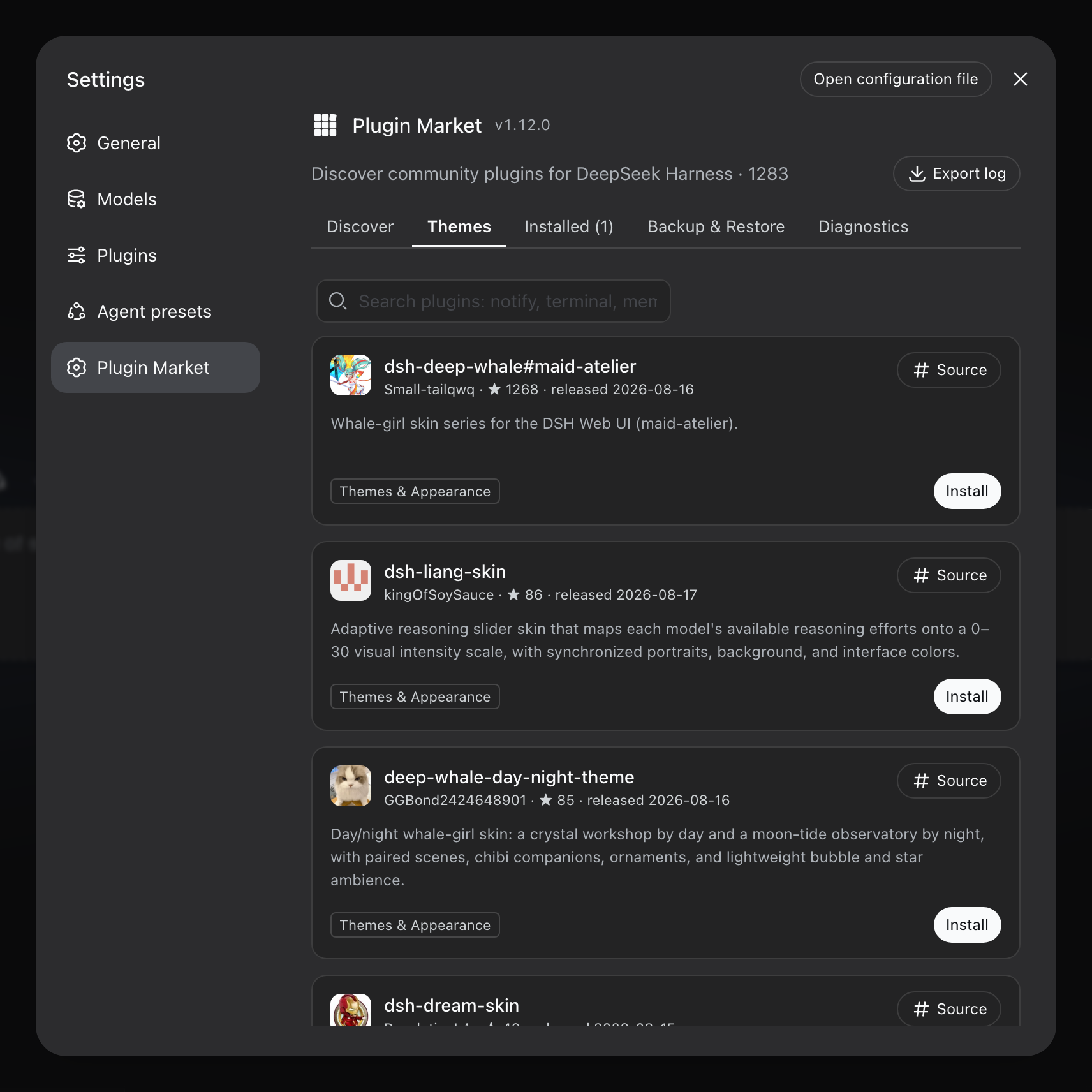 Themes tab