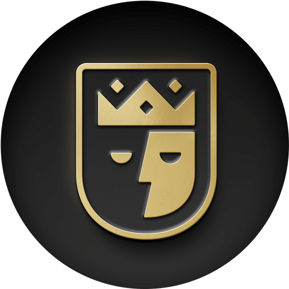 Phantom Lord avatar: Golden shield with a crowned phantom face on a black background