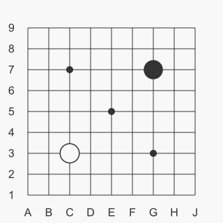 First two moves on 9x9 goban (light theme)