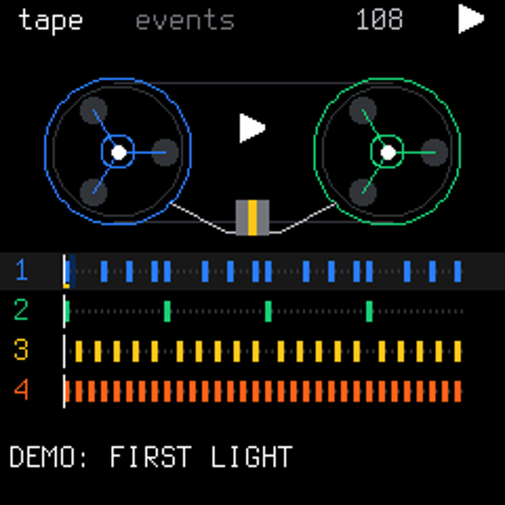 ORBIT 0.3 demo on the Event Tape screen