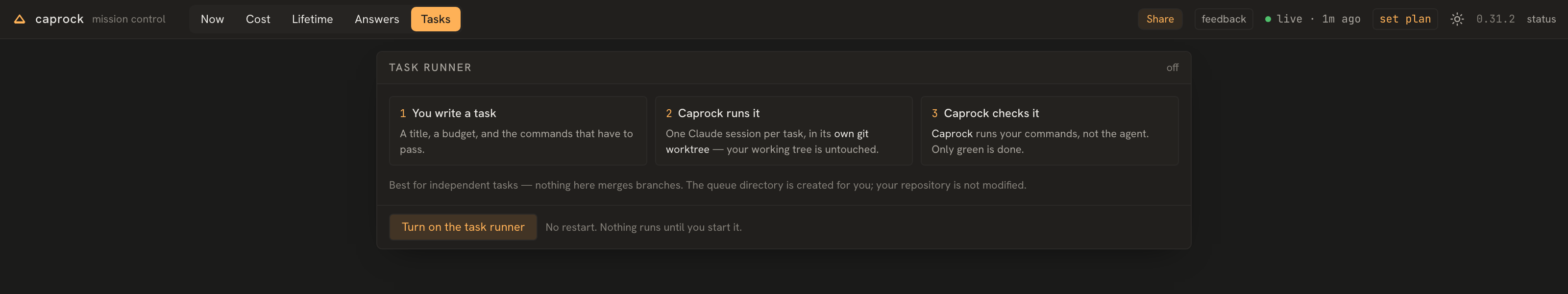 The task runner, off