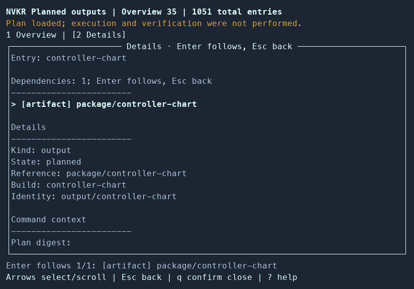 Selected output details