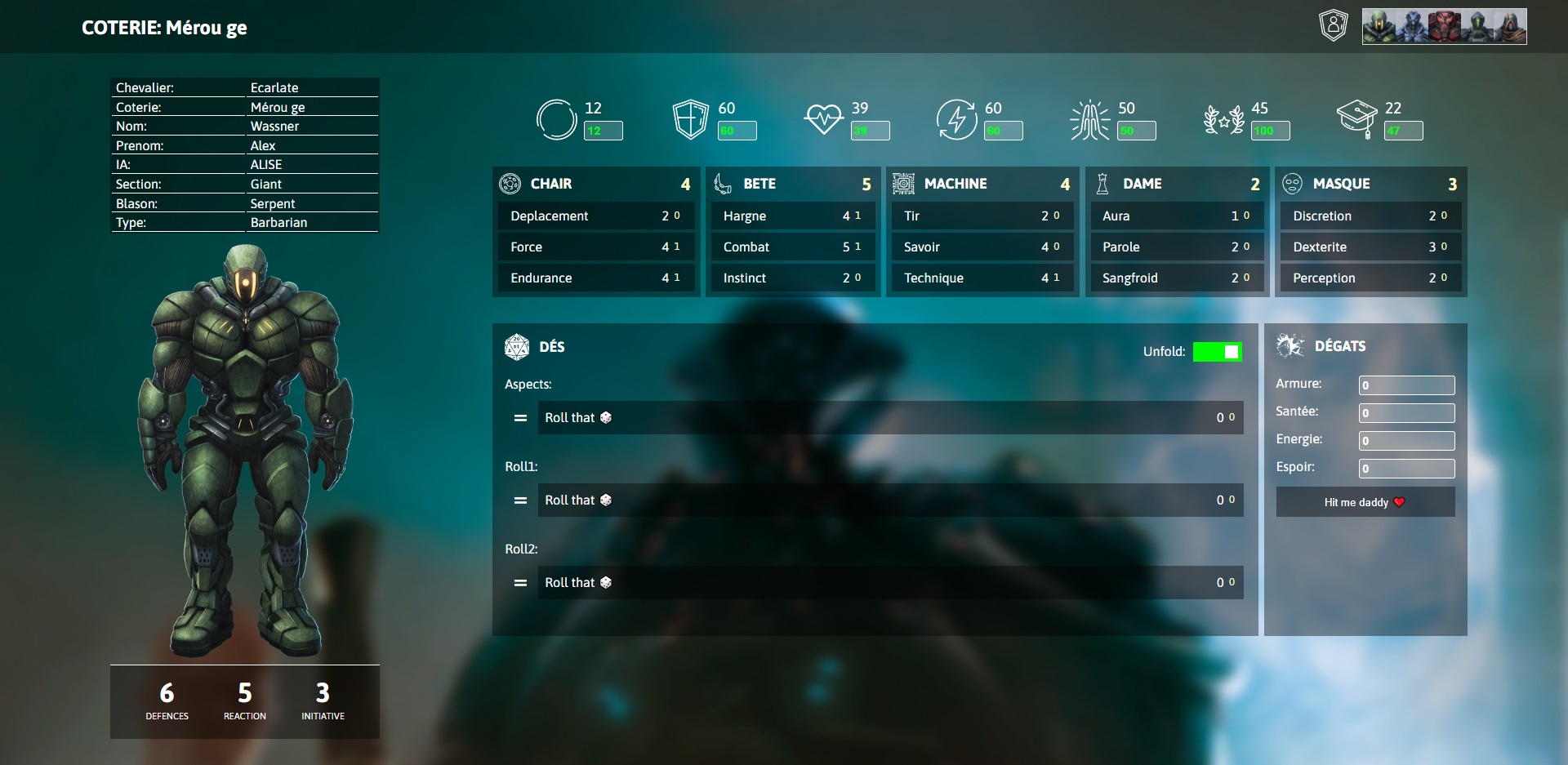 GitHub - Dtanguy/KnightDash: Dashboard for Knight role play (dice rolls ...