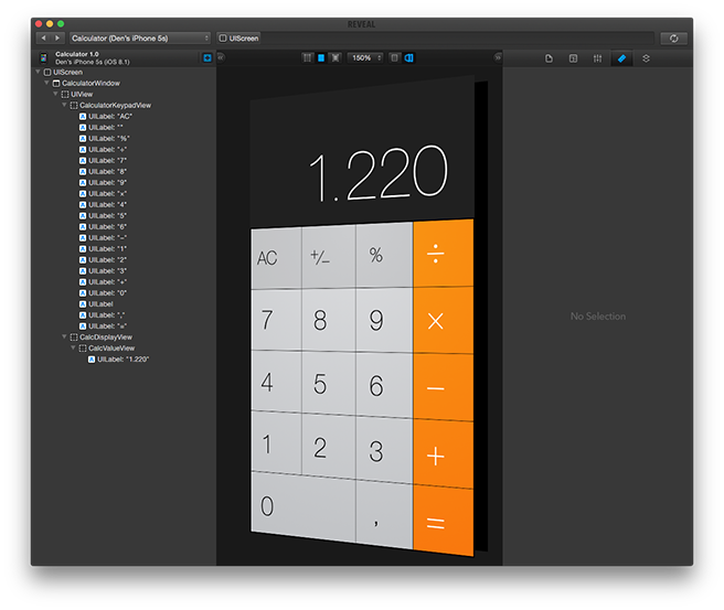 Calculator inside Reveal App