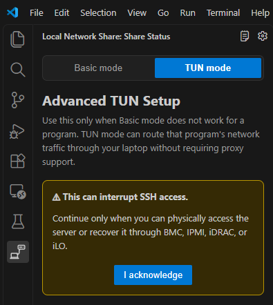 TUN warning