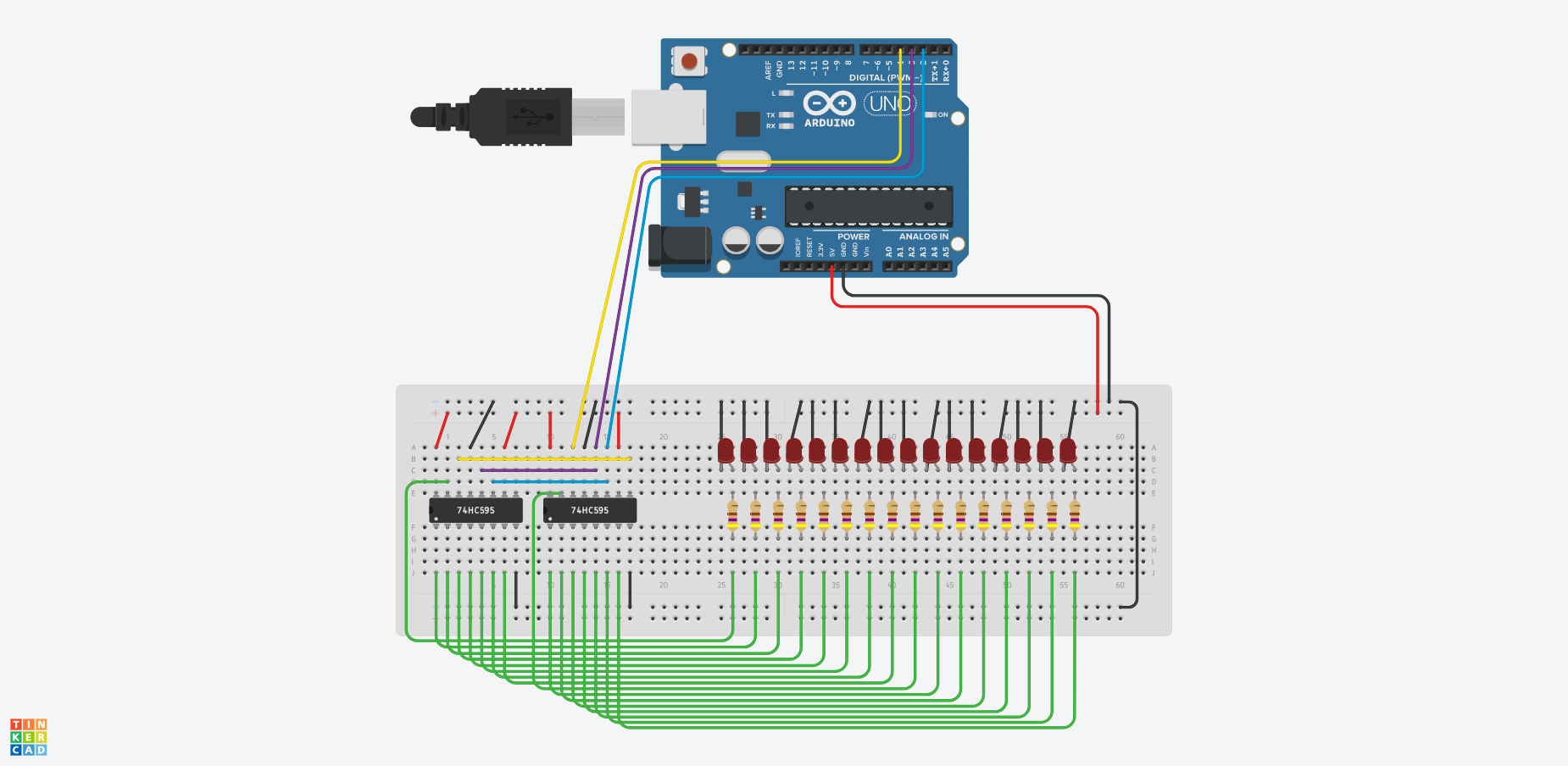 Arduino setup with multiple register chips