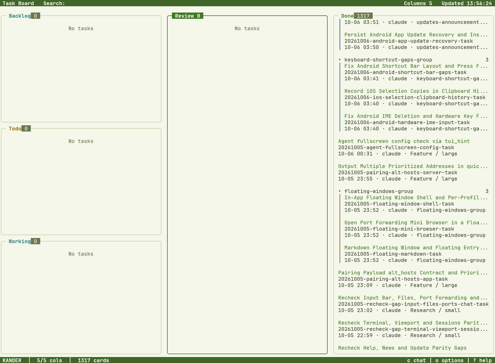 Terminal kanban