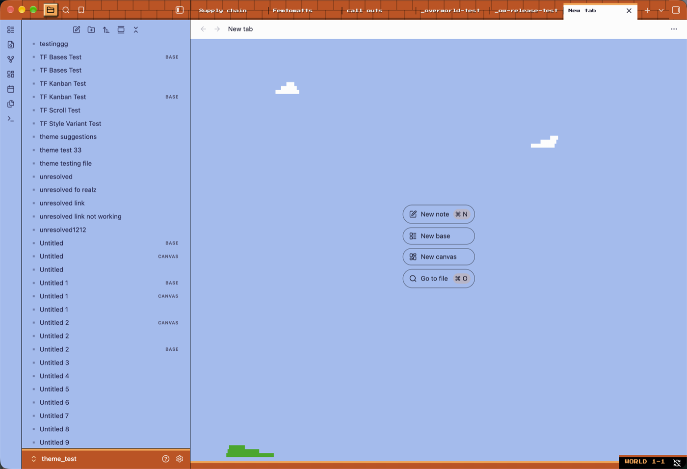 New tab with clouds, hill and ground