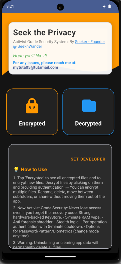 Screenshot 1 of SeekPrivacy — opens full size