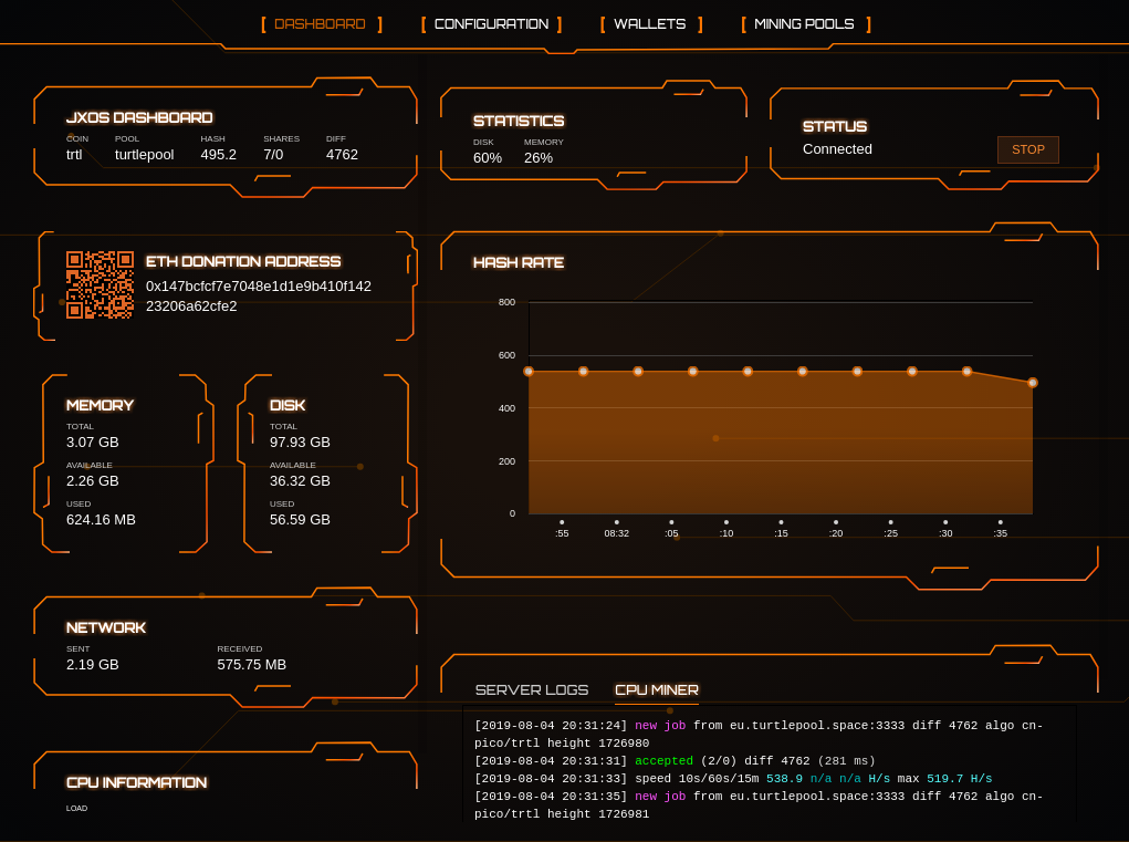 JXDashboard Screenshot