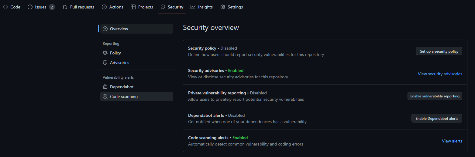 Locating Code Scanning