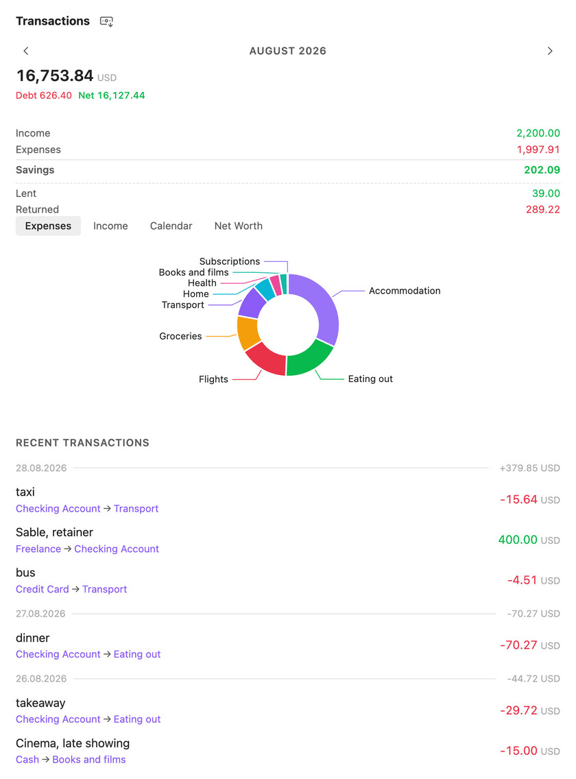 The finance sidebar