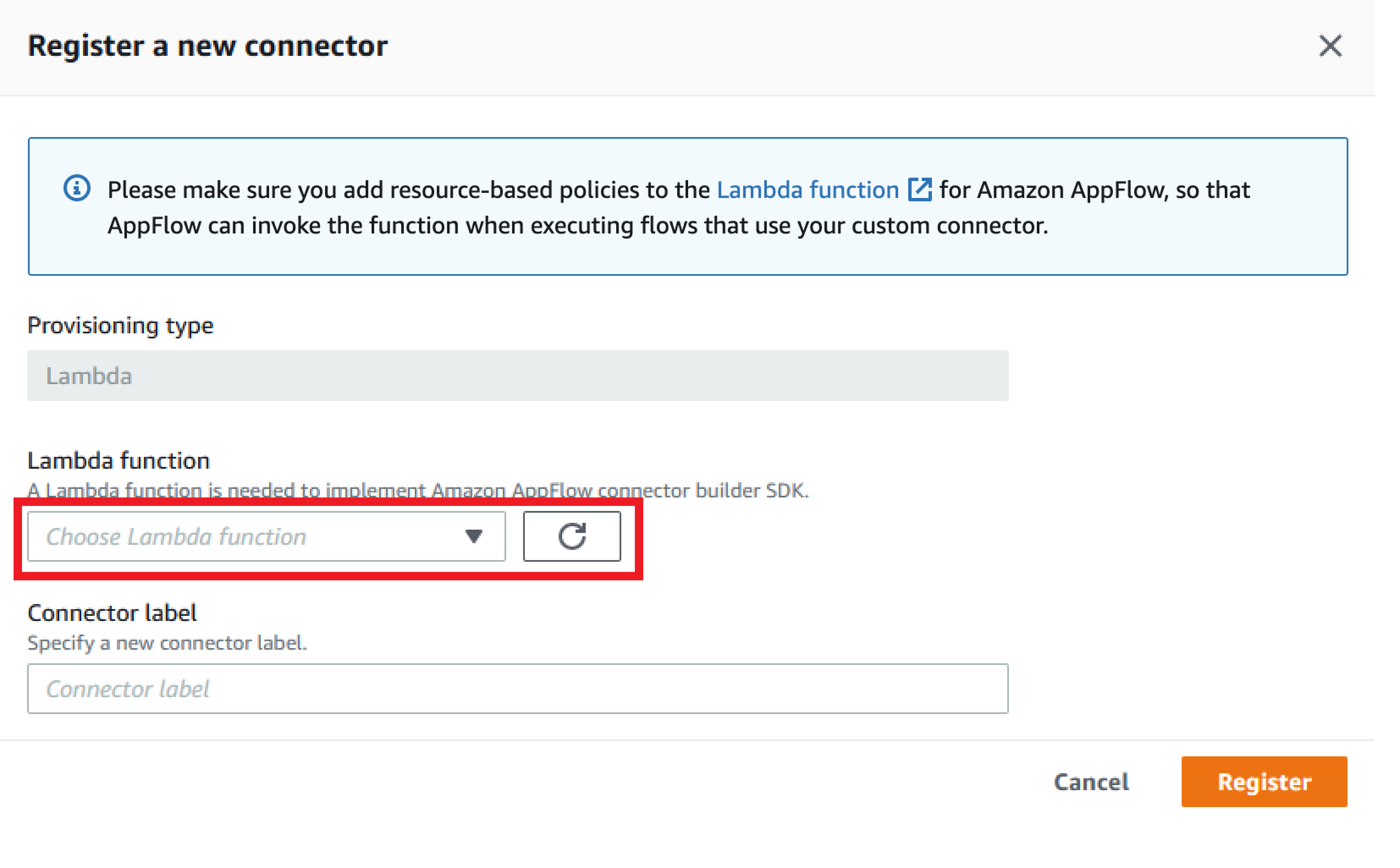 Choose Lambda function