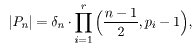 |P_n|=delta_n*((n-1)/2,p_i-1)