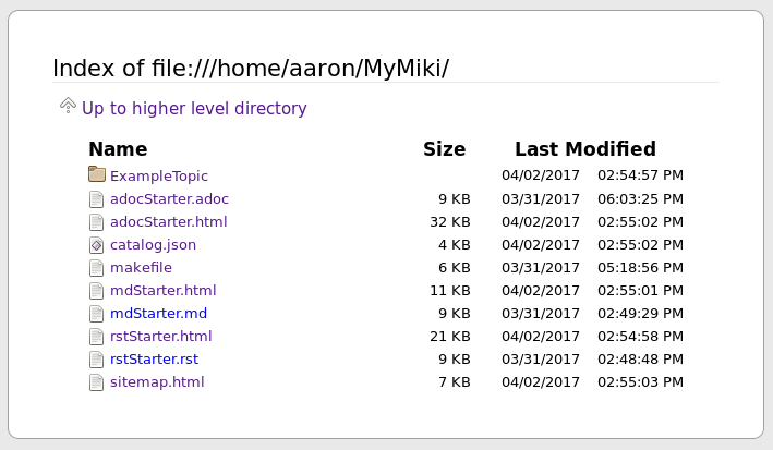 The top of MyMiki, as seen in Firefox