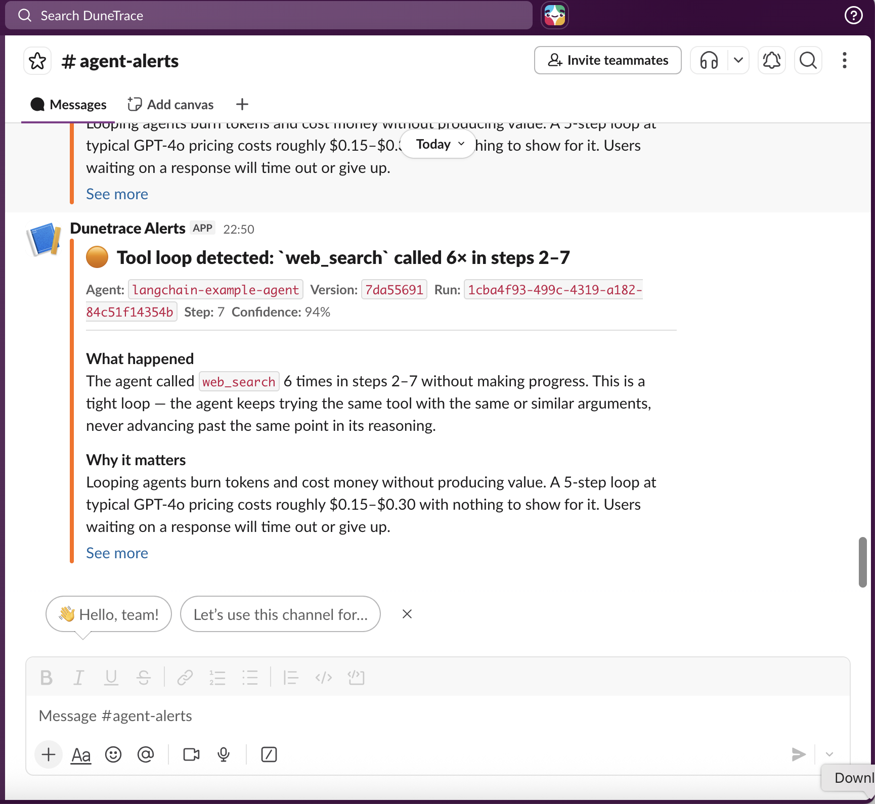 Slack alert